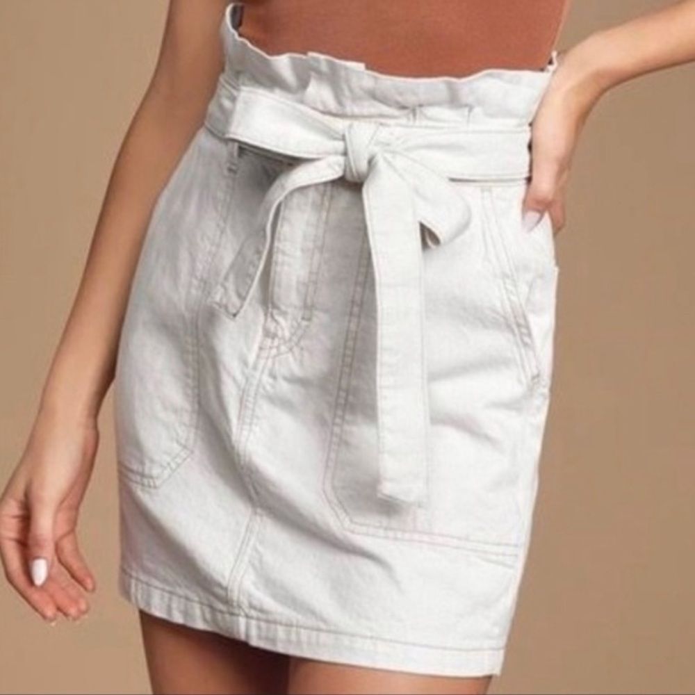 Free People Skirt Splendor In The Grass Mini Paperbag Waist New Oatmeal Size 4